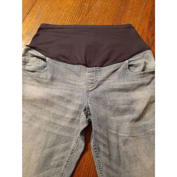 XXL Maternity Great Expectations Blue Denim Blue Jeans Over Bump with Pockets - Picture 4 of 8